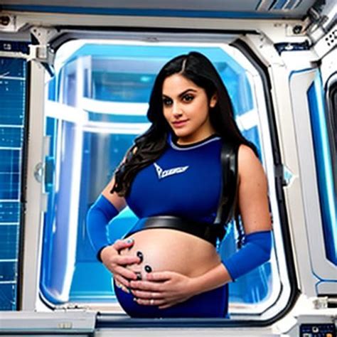 Pregnant Camila Mendes Dressed In Futuristic Clothin Openart