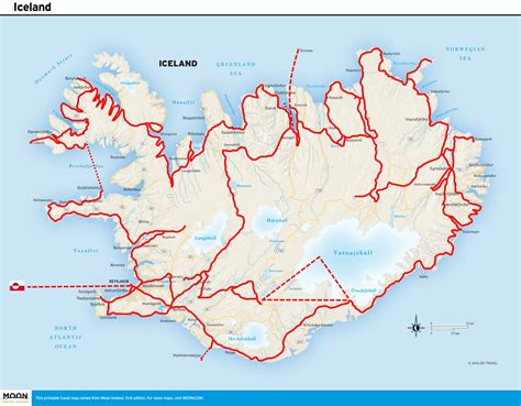 Road Map Of Iceland Ezilon Maps