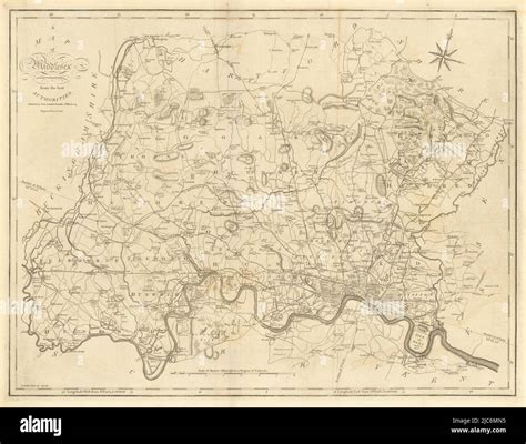 A Map Of Middlesex From The Best Authorities County Map Cary Old Stock Photo Alamy
