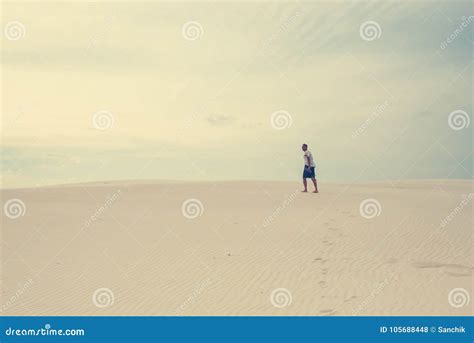 Exhausted Man Lost In The Desert Stock Photo Image Of Nature