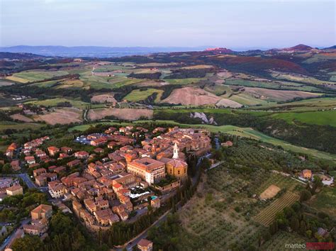 Matteo Colombo Travel Photography Aerial Sunset Over Pienza Val D