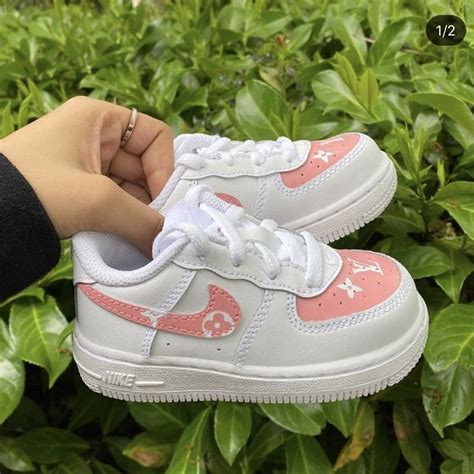 Kids Pink Lv Monogram Nike Air Force 1 Cute Baby Shoes Girls Shoes