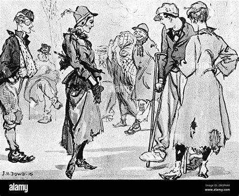 A Slightly Comedic Illustration In Hyde Park Showing The Effect Of Ww1 On The Upper Classes