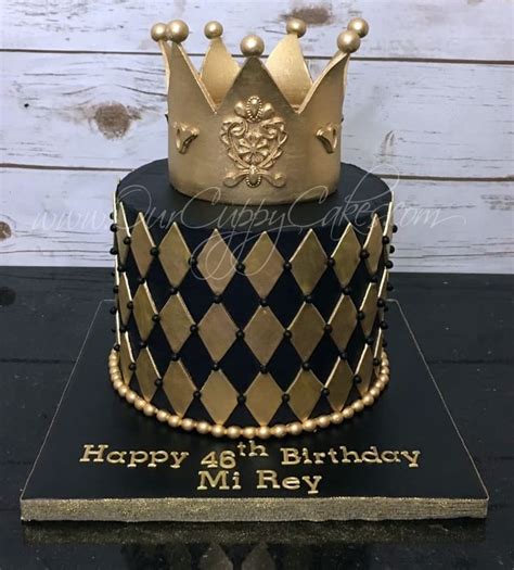 Black And Gold King Cake Fondant Crown Fondant Crown Cake Designs