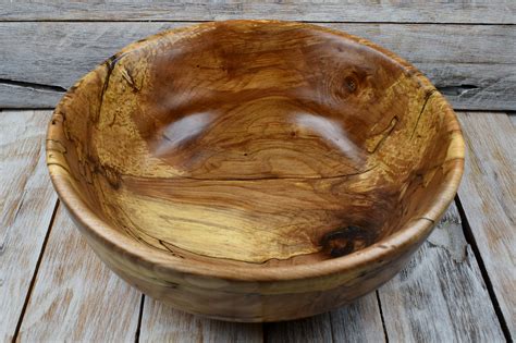 Wooden Centerpiece Bowl Spalted Maple Rustic Bowl Hand Carved