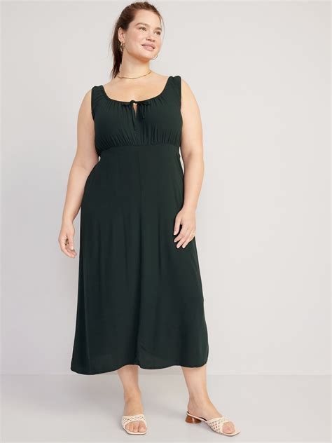 Waist Defined Tie Front Midi Dress Old Navy