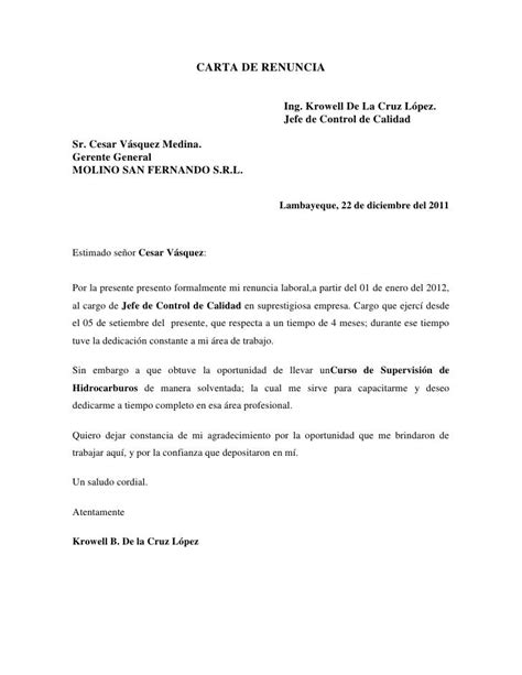 Carta De Renuncia Voluntaria De Trabajo Nicaragua Civiahona
