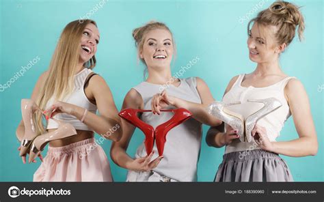 Three Women Showing High Heels Shoes Stock Photo By Anetlanda 188390960