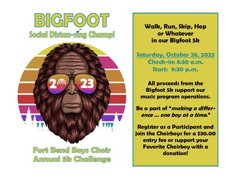 Bigfoot 5k Challenge Fort Bend Boys Choir