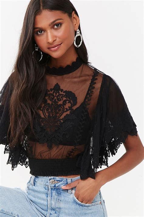 Sheer Embroidered Top Forever 21