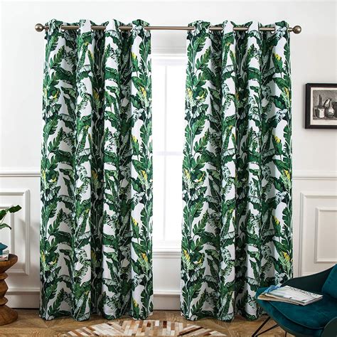 Nice Tropical Leaf Print Curtains Canopy Bed