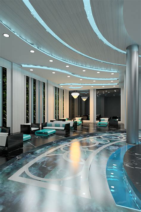 Blue Hotel Lobby Interior Design Behance