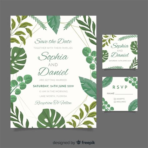 Free Vector Wedding Stationery Template In Flat Design