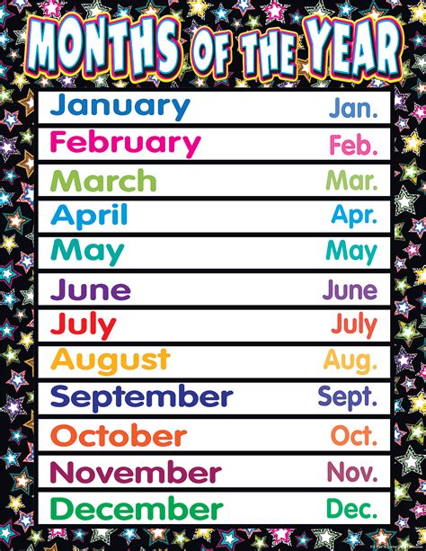 Free Printable Months Of The Year