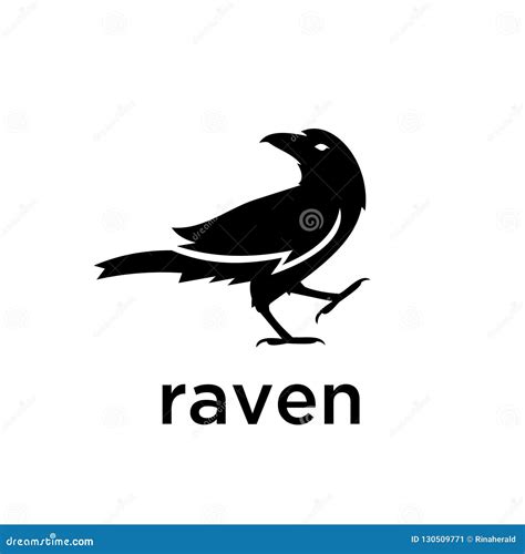 Simple Raven Logo Black Outline Line Set Silhouette Logo Icon Designs