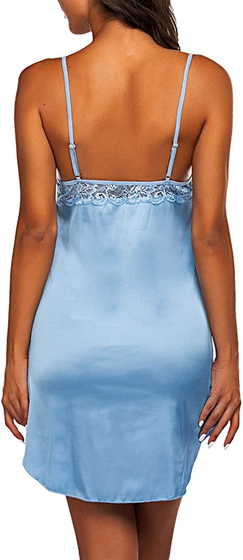Avidlove Womens Nightwear Sexy Satin Sleepwear Lace Sky Blue Size Medium Ejca Ebay