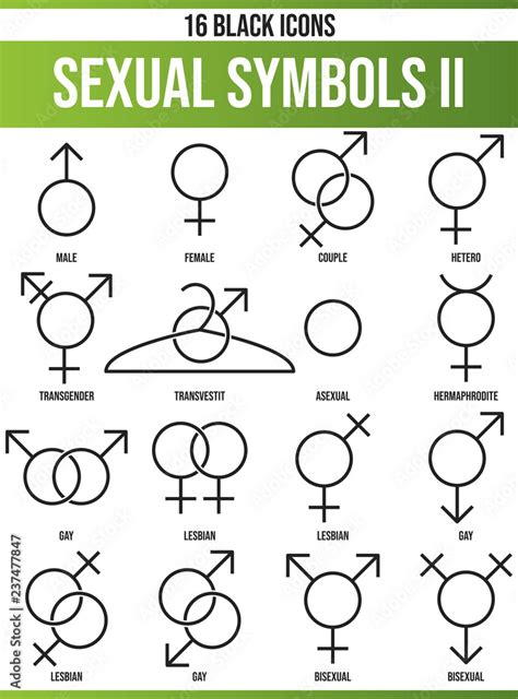 Black Icon Set Sexual Symbols Ii Stock Vector Adobe Stock