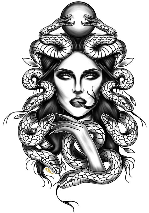 Medusa Drawing Tattoo Design For Women