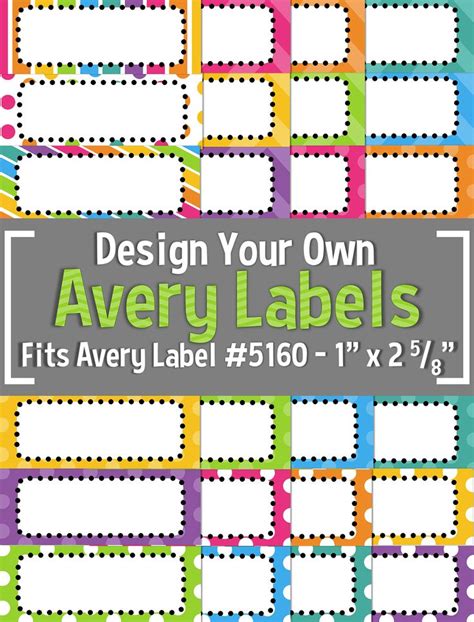 Bright Rainbow Editable Avery Labels 5160 1 X 2 58 Avery