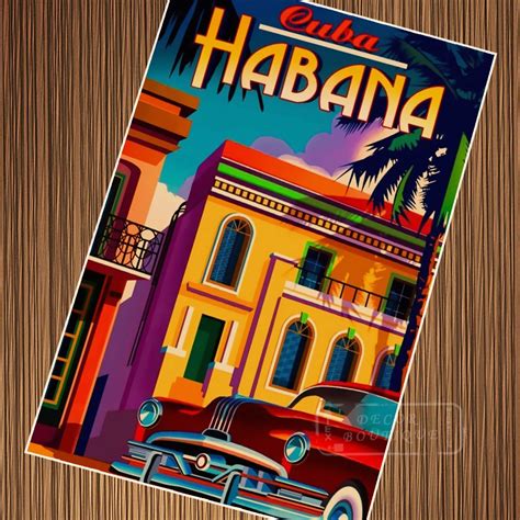 Visit Romantic Havana Cuba 7 Choices Pop Art Travel Poster Vintage