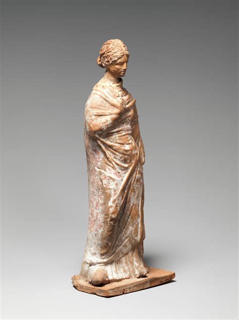Terracotta Statuette Of A Standing Woman Greek Probably Attic