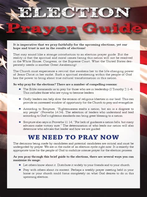 Election Prayer Guide For Usa Prayer Voting