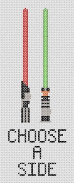 Star Wars Choose A Side Cross Stitch Pdf Pattern Geek Lightsabers