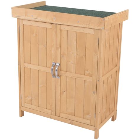Outsunny Garden Shed Outdoor Garden Storage Shed Wooden Chest Double