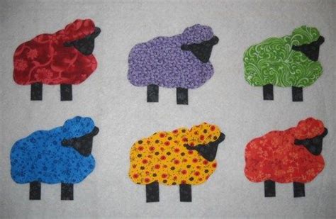 Set Of 6 Colorful Sheep Iron On Fabric Appliques Transfers Patch