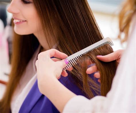The Woman Getting Her Hair Done In Beauty Shop Stock Image Image Of