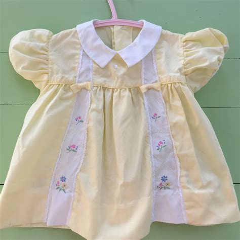Vintage Baby Girl Dress Size 12 To 18 Months Vintage Yellow Baby