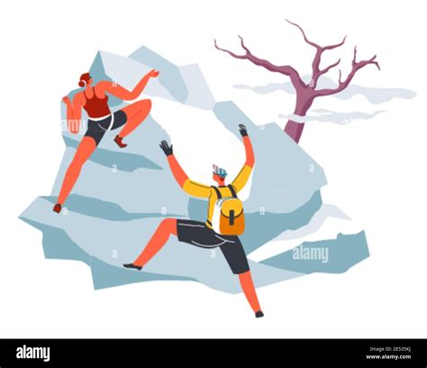 Mountain Climbing Extreme Hobby Of People Vector Stock Vector Image
