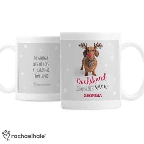 Personalised Christmas Mug Dachshund Through The Snow Alyssasts