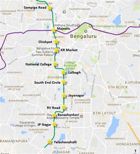 Yellow Line Metro Map Bangalore