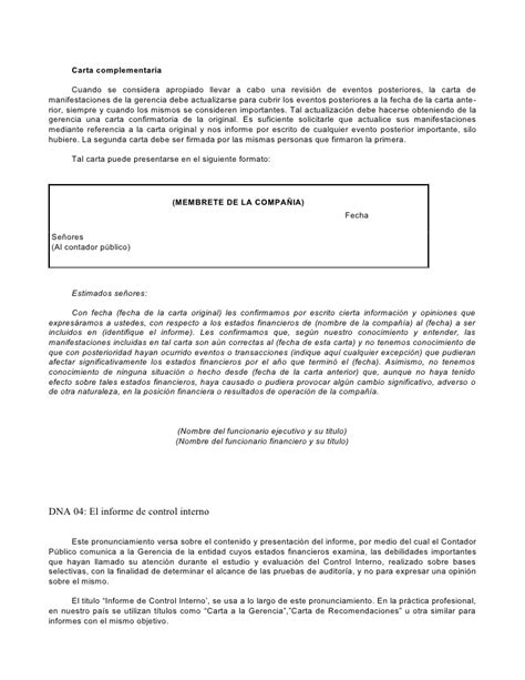 Ejemplo De Carta De Manifestaciones Escritas Ejemplo Sencillo