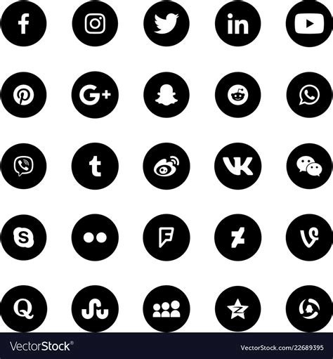 Social Media White Circular Icons Set Royalty Free Vector