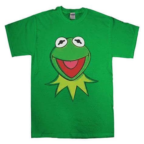 The Muppets Kermit The Frog Face And Collar Adult Green T Shirt
