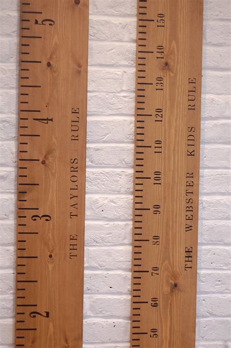 Personalised Kids Rule Wooden Height Chart In Mid Oak Imperial