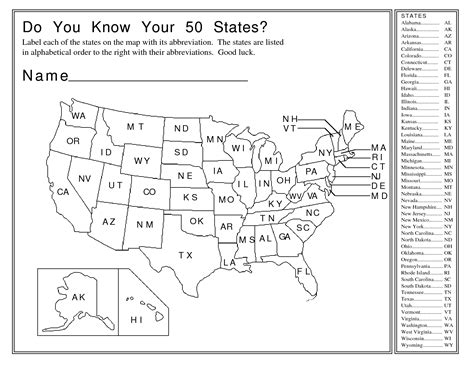 List Of 50 Us States Printable With Abbreviations 1000 Images About