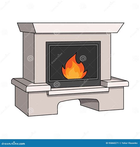 Fire Warmth And Comfort Fireplace Single Icon In Cartoon Style Stock