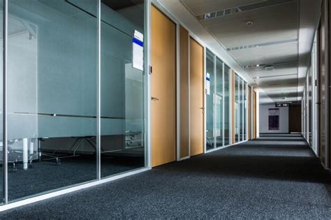 Premium Photo Glass Corridor In Office Centre