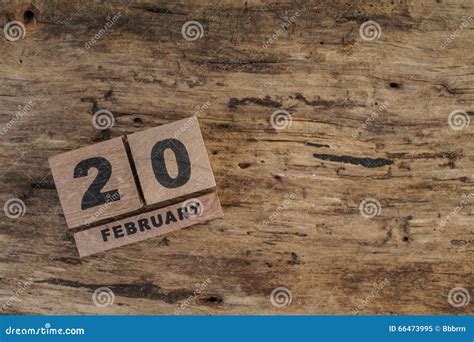 Cube Calendar For February On Wooden Background Stock Image Image Of