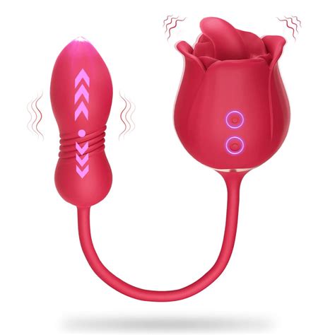 rose sex toys dildo vibrator 3in1 adult toys sex stimulator for women with 9 tongue licking