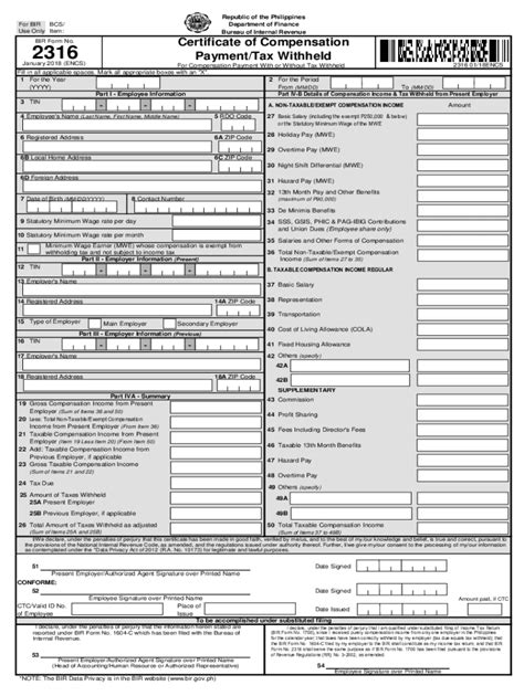 Bir Form 2316 Fill Out And Sign Online Dochub