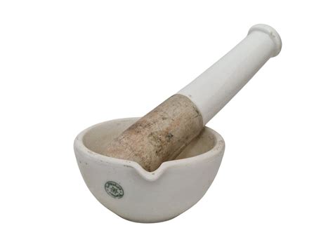 Pharmacy Porcelain Mortar And Pestle By Frugier French Apothecary Decor