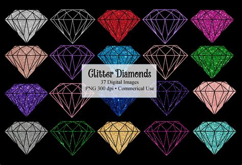 Glitter Diamonds Clipart Shining Glitter Diamond Clip Art Etsy