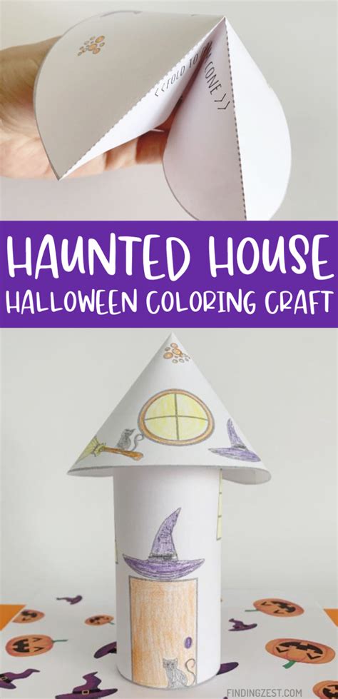 Halloween Coloring Page Witch Haunted House Finding Zest