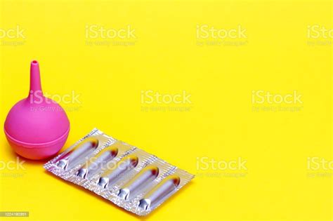 Enema In Medicine Medical Suppositories In A Silver Blister Pack And A