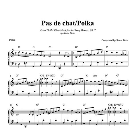 Pas De Chat Piano Sheet Music For Ballet Class By Søren Bebe