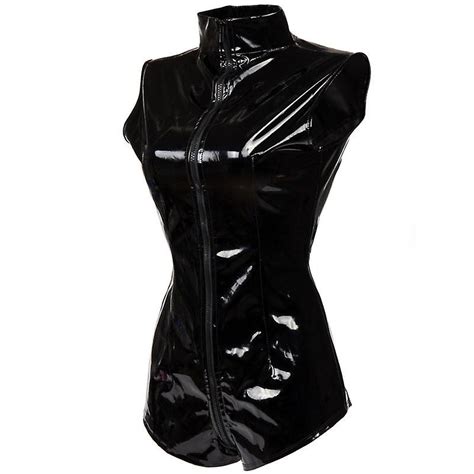 new sexy black pvc latex bodysuit women faux leather catsuit wetlook bodycon punk fetish club
